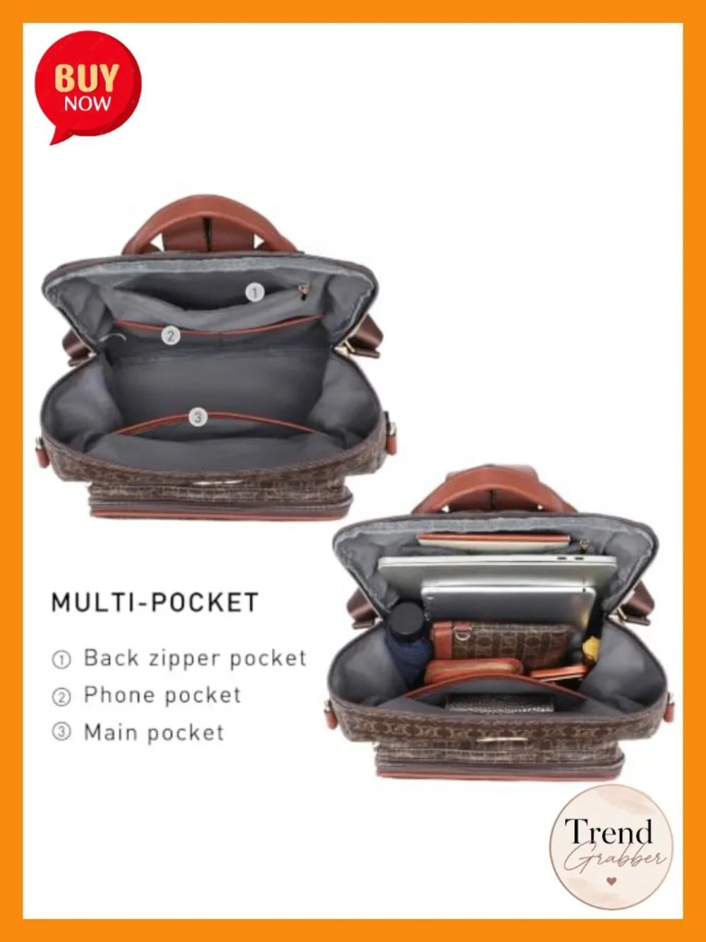Convertible Leather Travel Backpack Purse with Wristlet Fits 15 inch Laptop